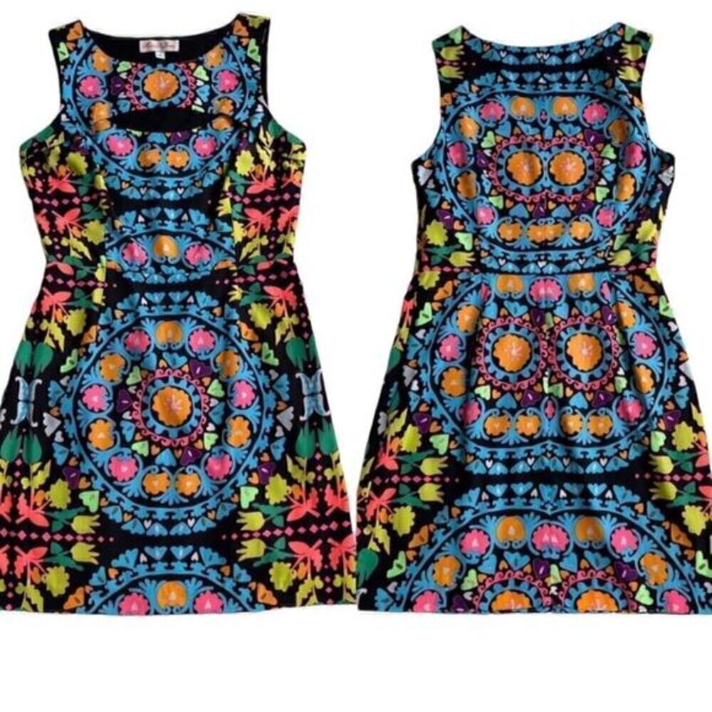 NWT Mara Hoffman Dress Size 8 Suzani Neon Geometric Print Cutout Colorful Beach - Picture 2 of 11